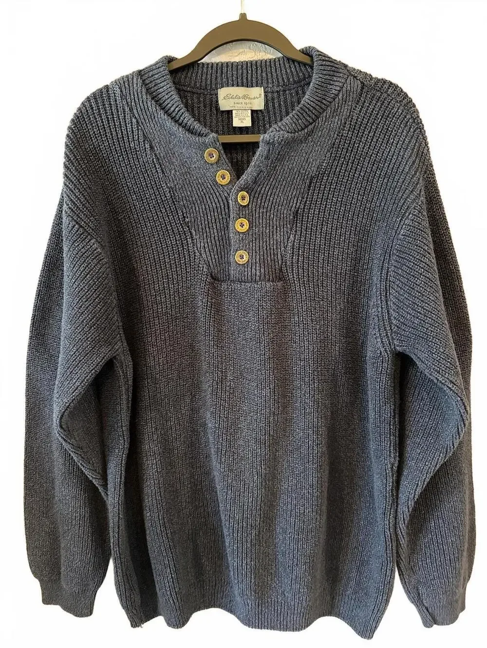 Eddie Bauer Men's XL Gray Cotton Acrylic Knit Sweater Pullover